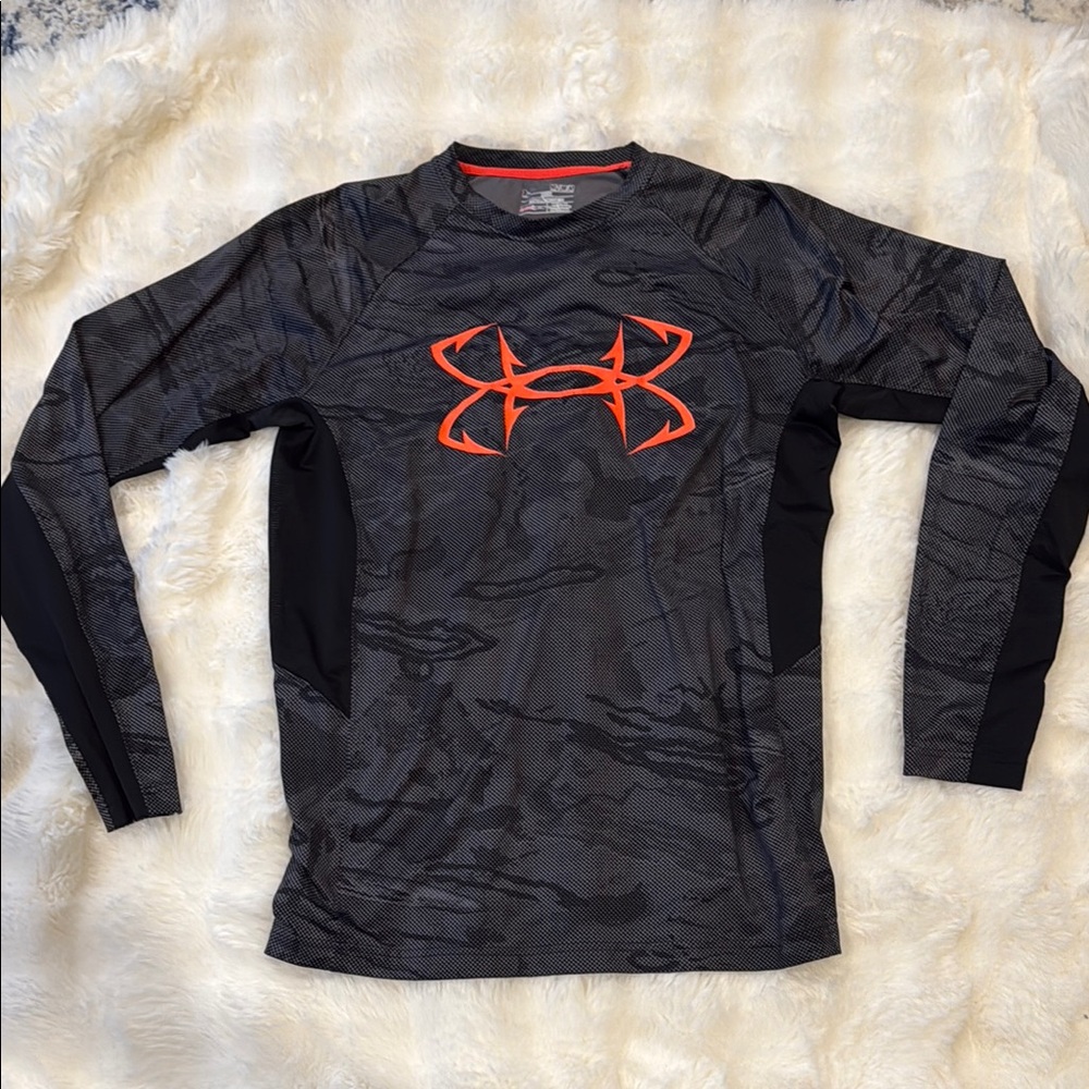 Under Armour Black and Orange Graphic Long Sleeve Shirt (Dri-fit)